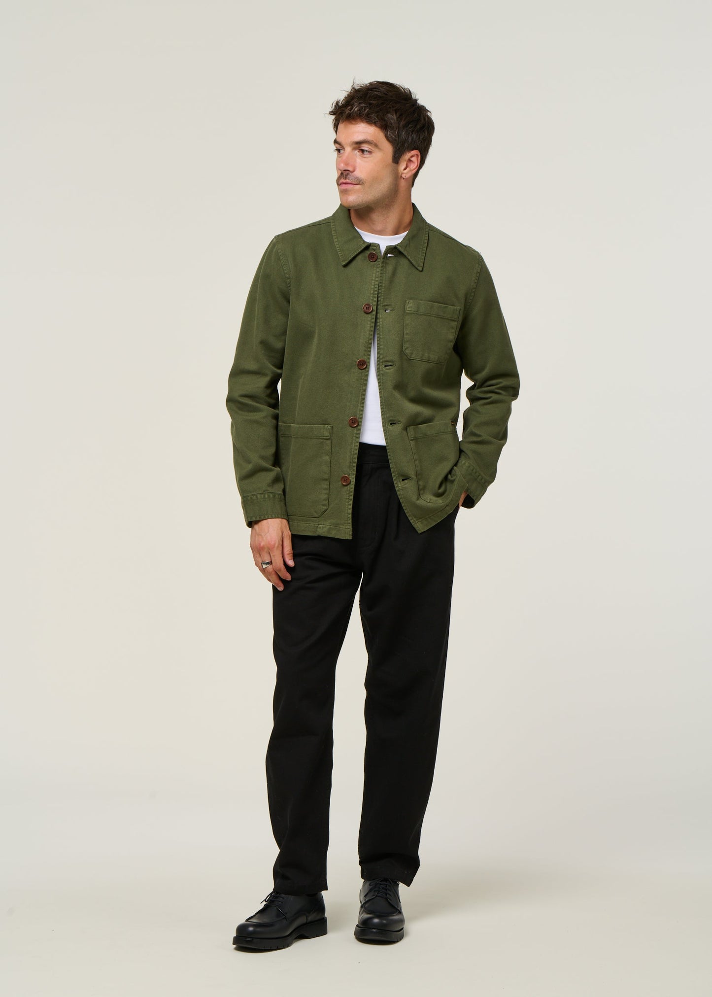 Veste workwear kaki en coton bio - Barney Worker Jacket olive