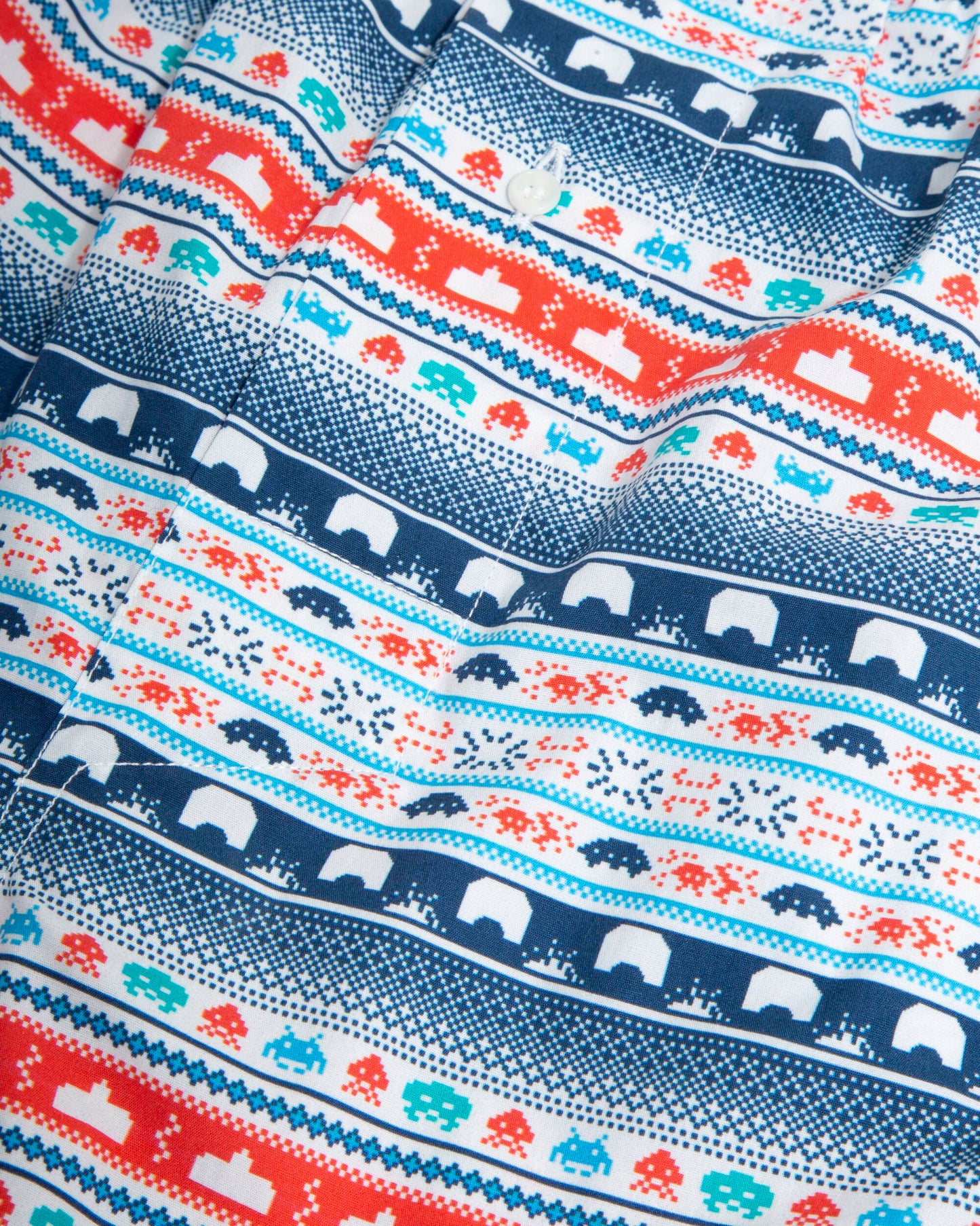 Caleçon à motifs en coton bio - xmas space invaders boxers - white