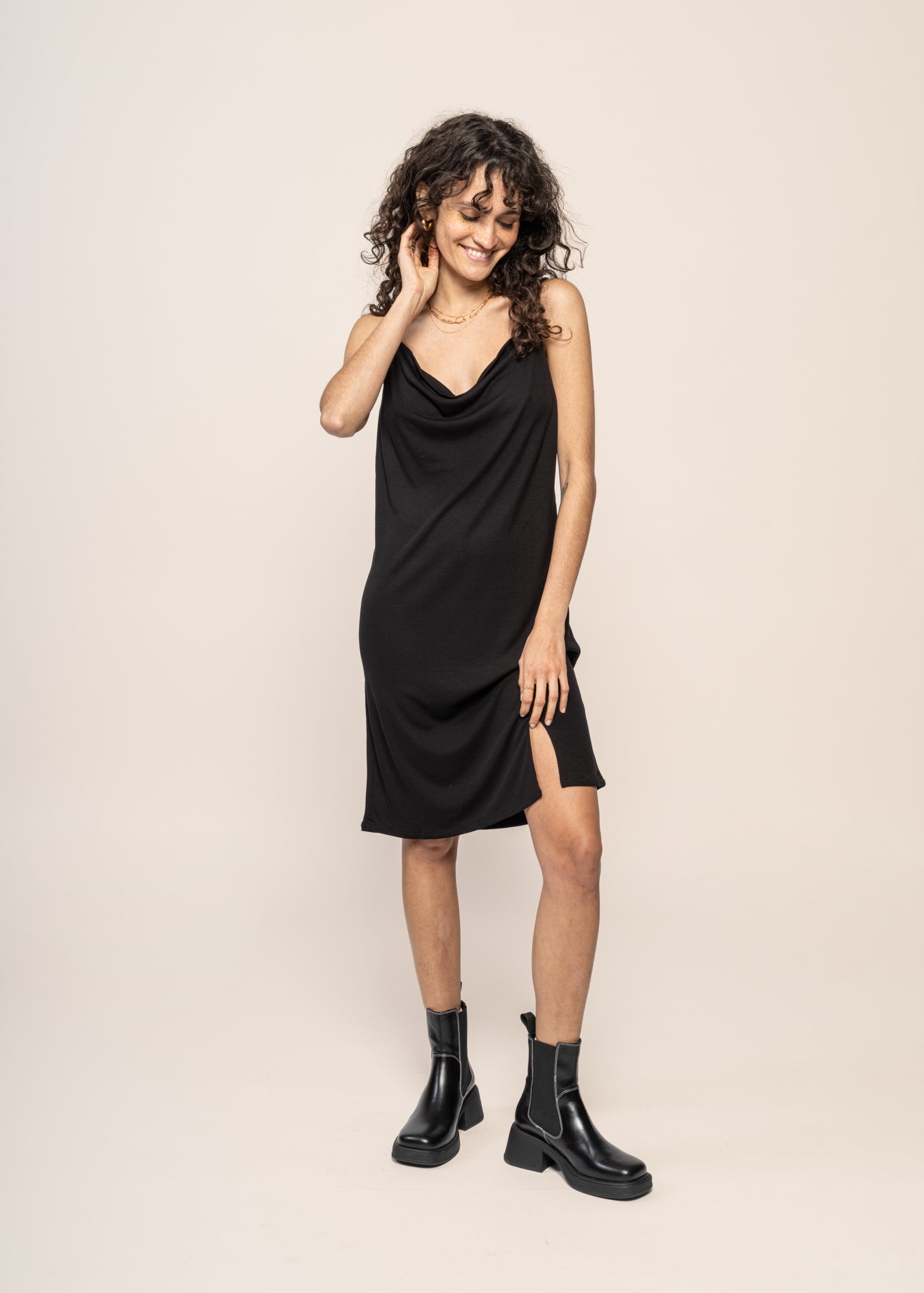 Robe courte noire en tencel - mini dress helen black