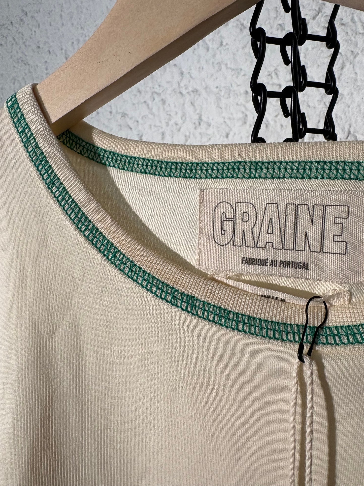 T-shirt en coton bio | écru 'Choix - vanille logo vert'