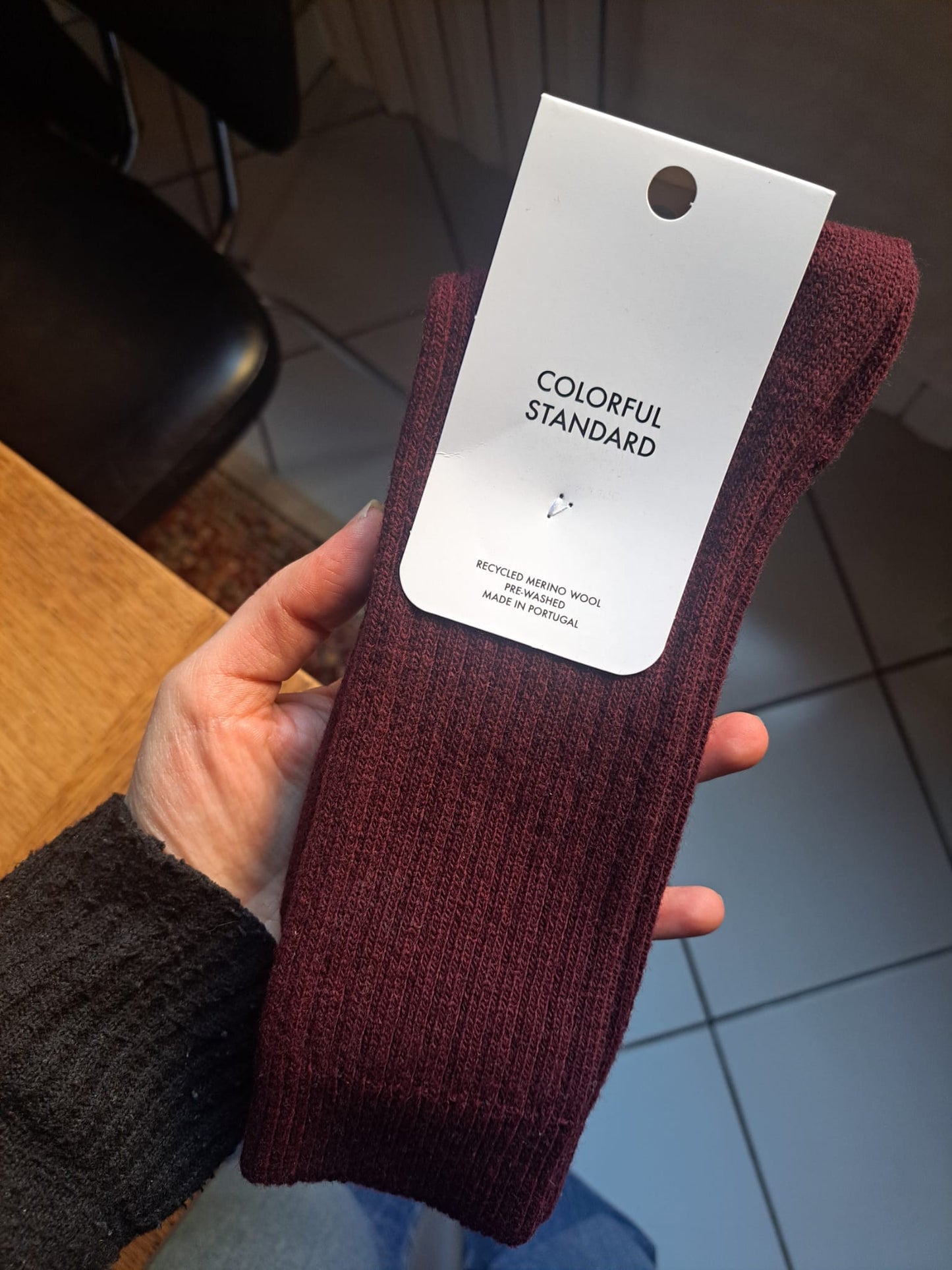 Chaussettes en laine mérinos recyclée | bordeaux 'oxblood red'