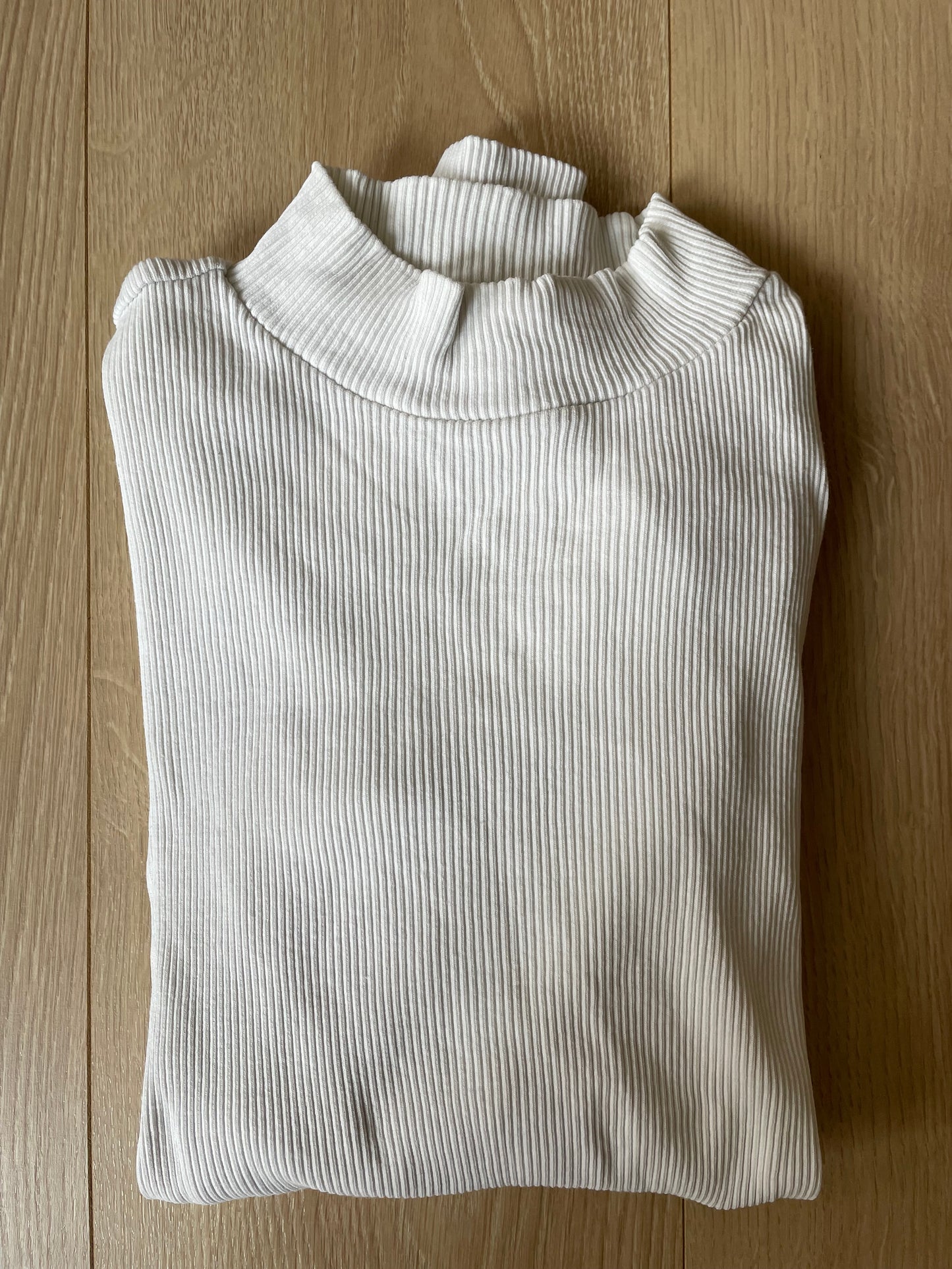 T-shirt manches longues en coton bio | Blanc 'rib high neck long sleeved snow white'