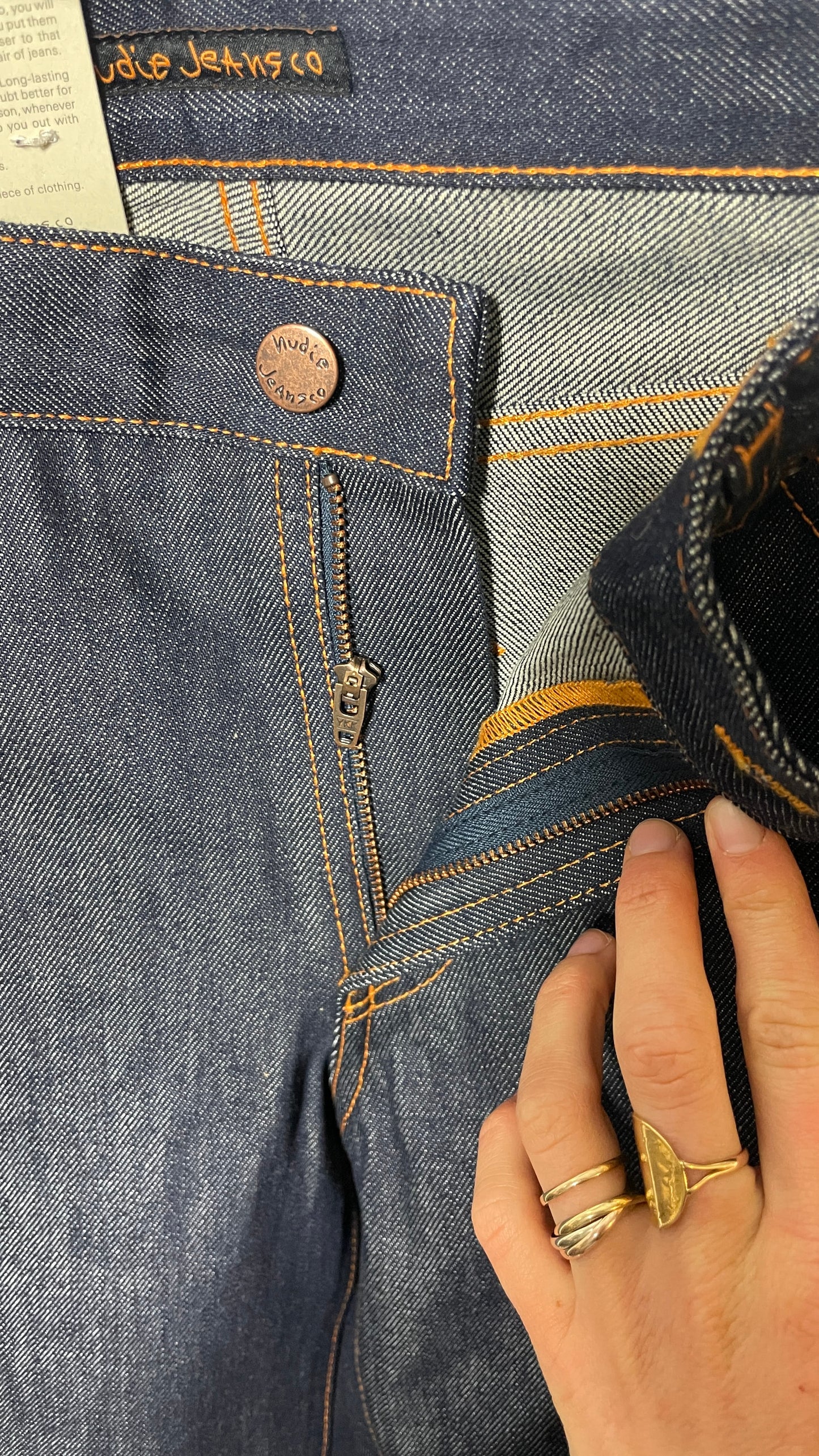 Jean taille basse évasé en coton bio | brut 'wide heidi - dry-sunburns'