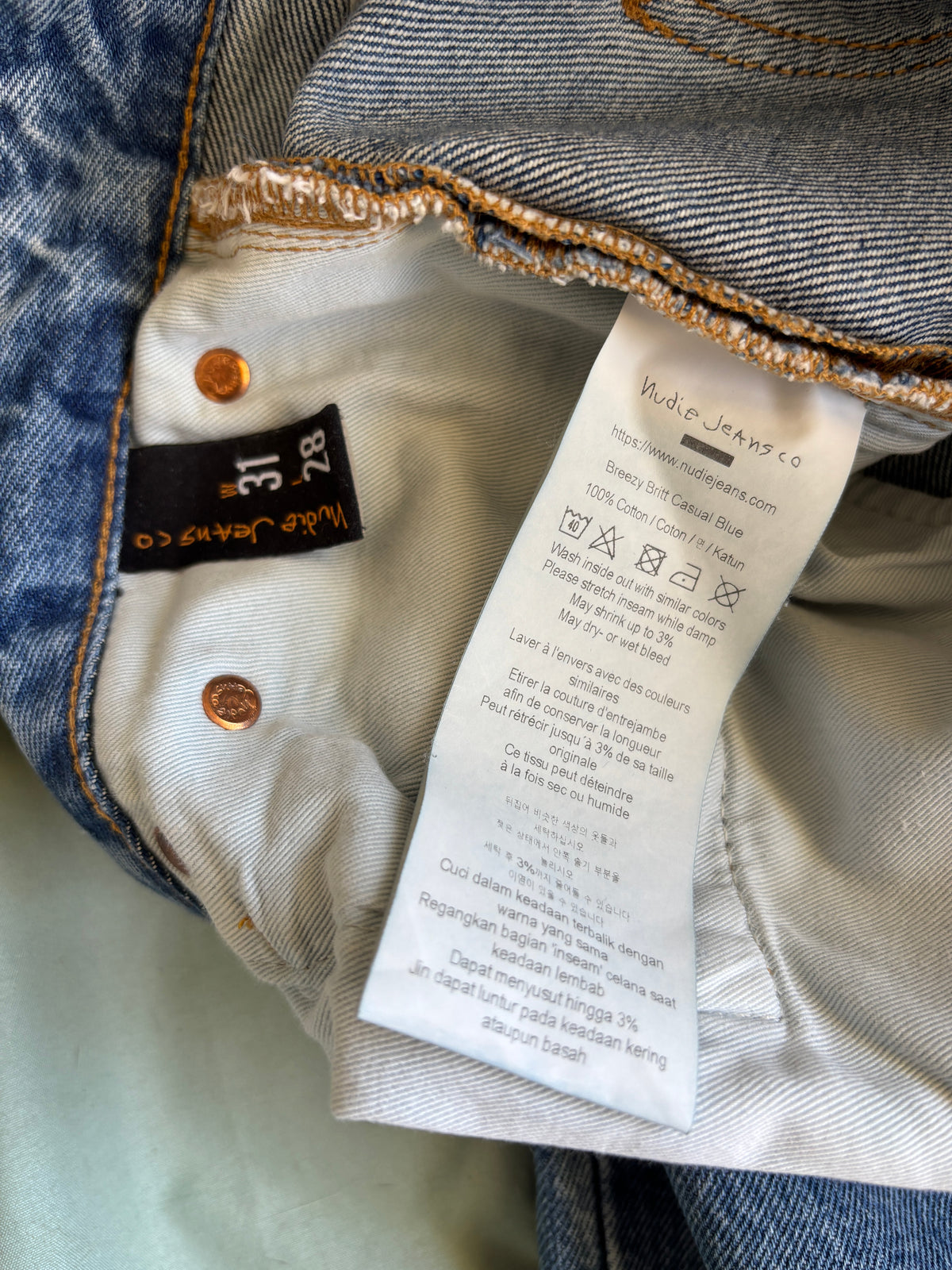 Jean mom en coton bio | bleu 'breezy britt casual blue'