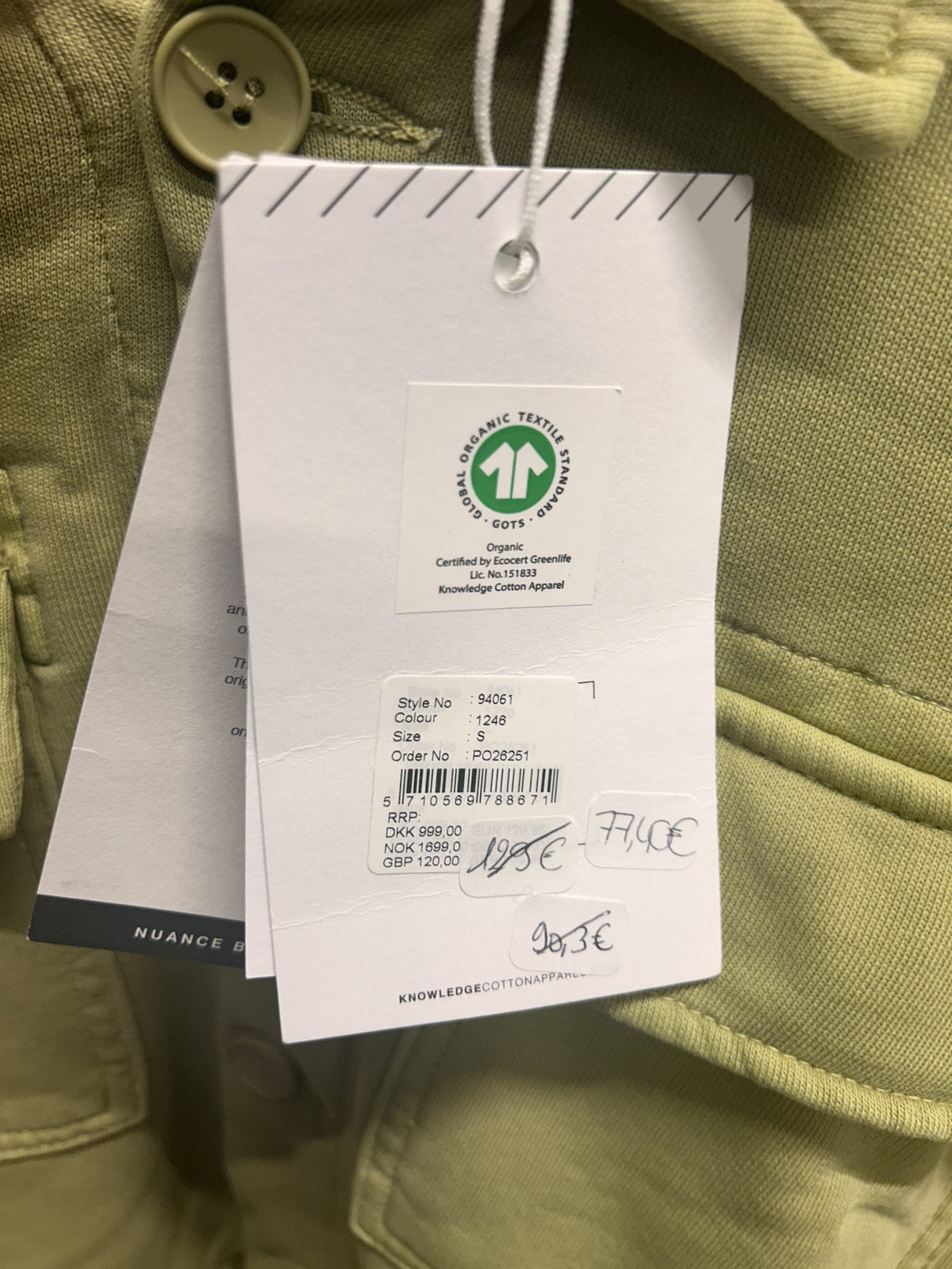 Veste verte anis en coton bio - NUANCE BY NATURE sage