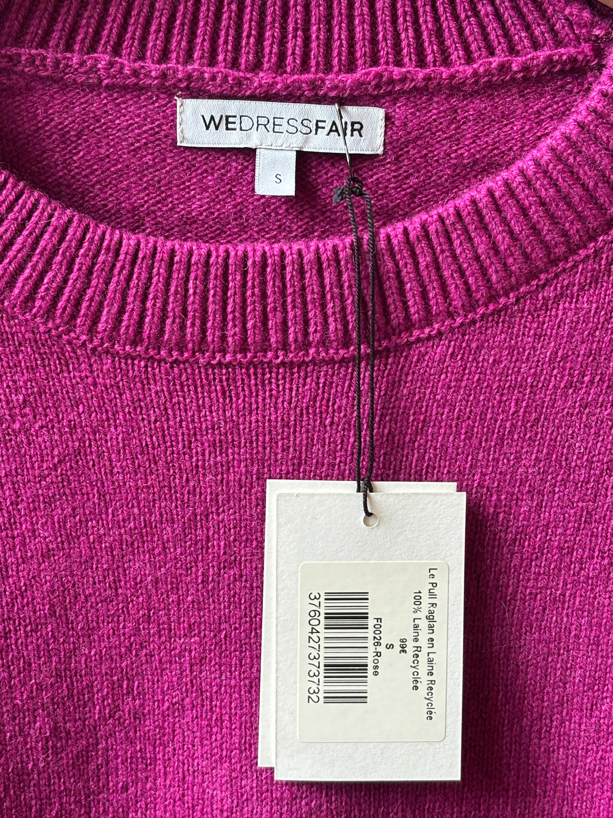 Pull boxy en laine mérinos recyclée | rose magenta