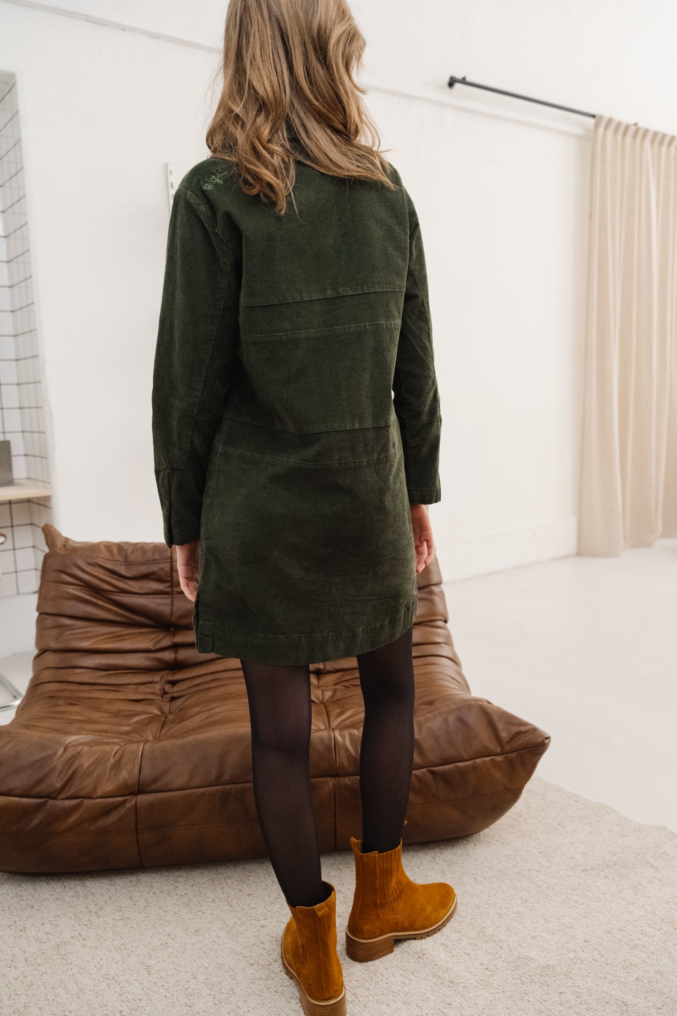 Robe velours en coton bio | vert "gaila deep green"