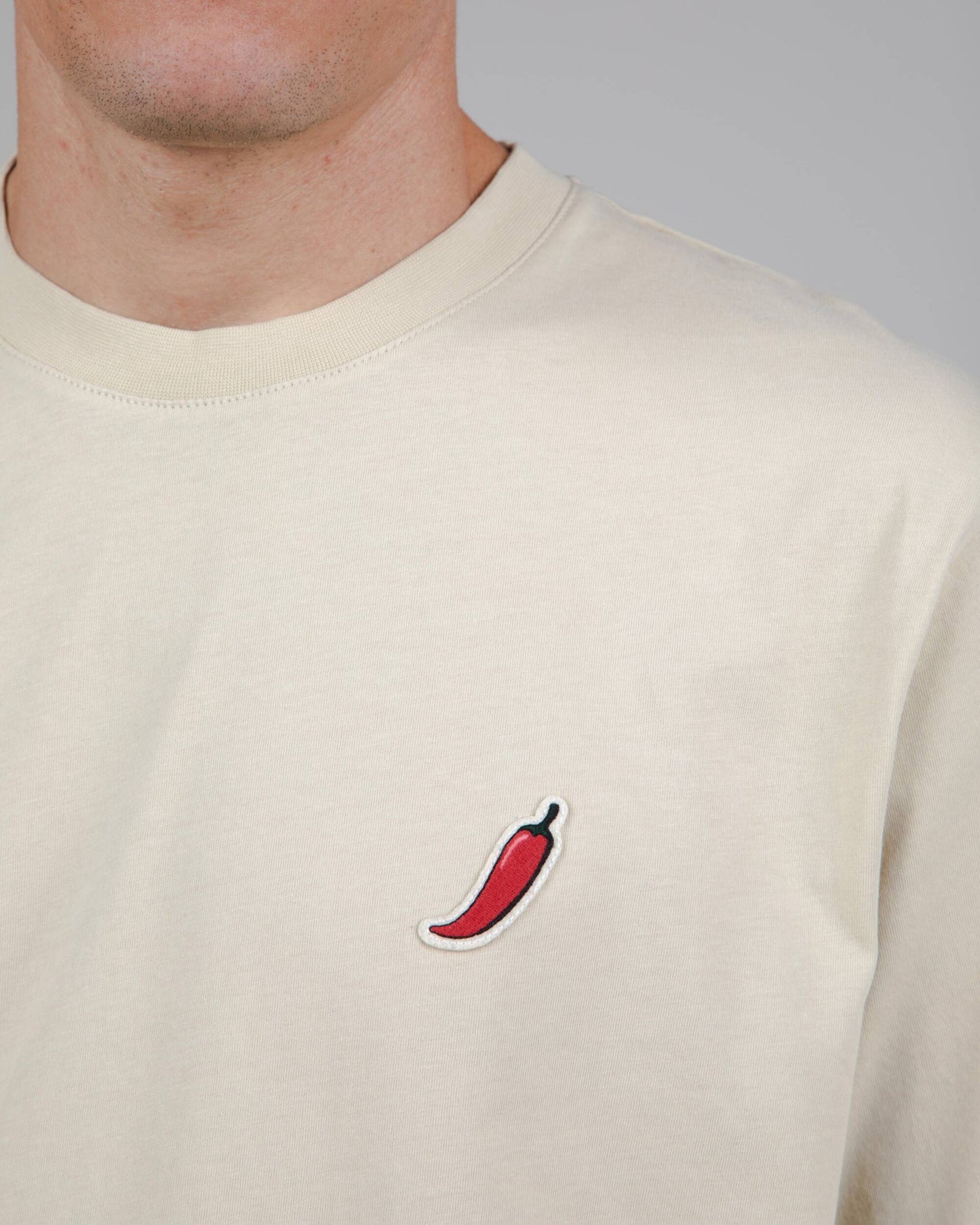 T-shirt beige avec broderie en coton bio - red chilli t-shirt sand