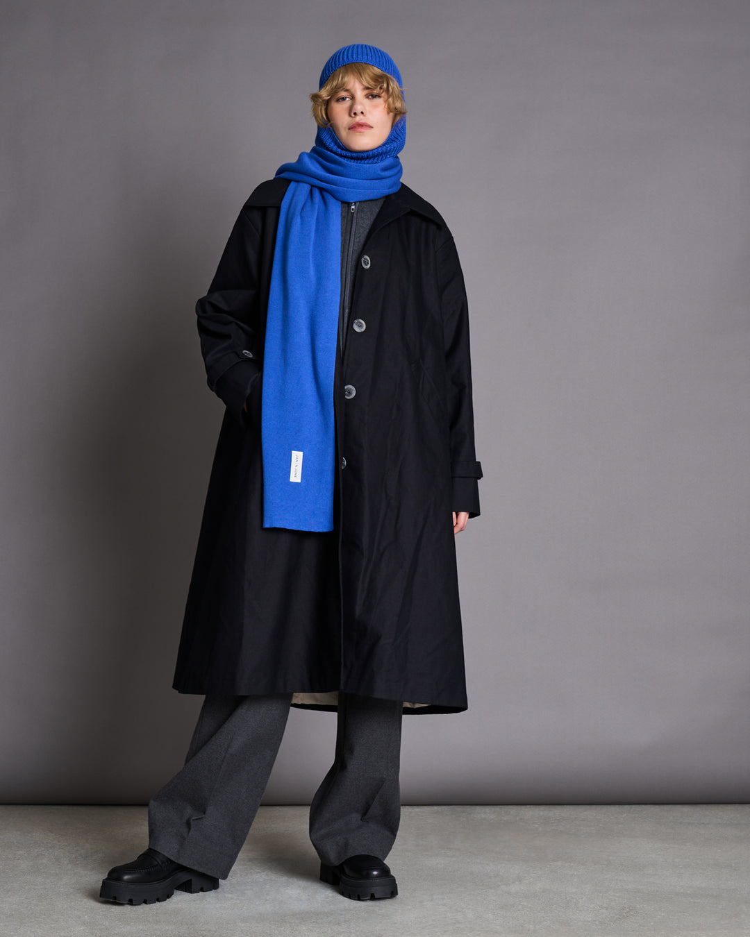 Écharpe en coton bio | Bleu "staten dark azure"