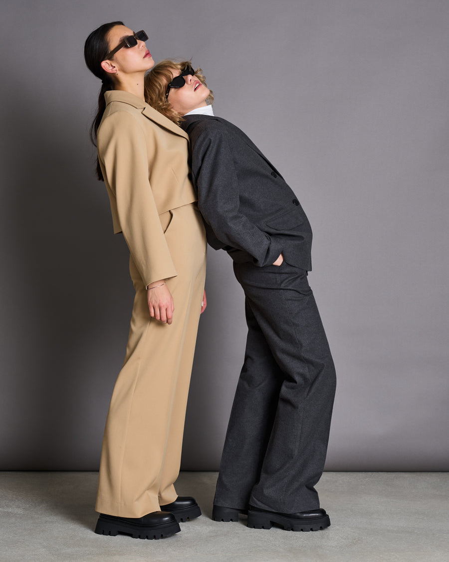 Pantalon ample en recyclé | beige "coralia - camel"