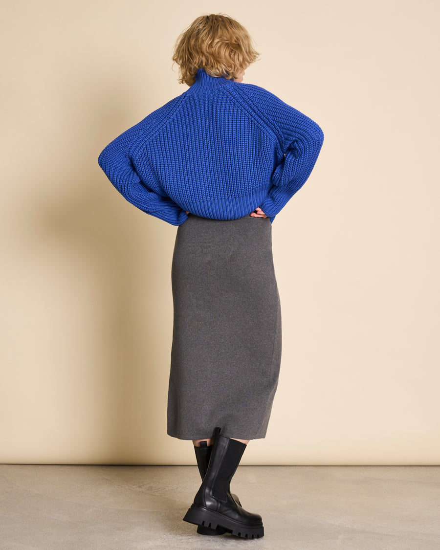 Pull maille oversize en coton bio | Bleu "ola dark azure"