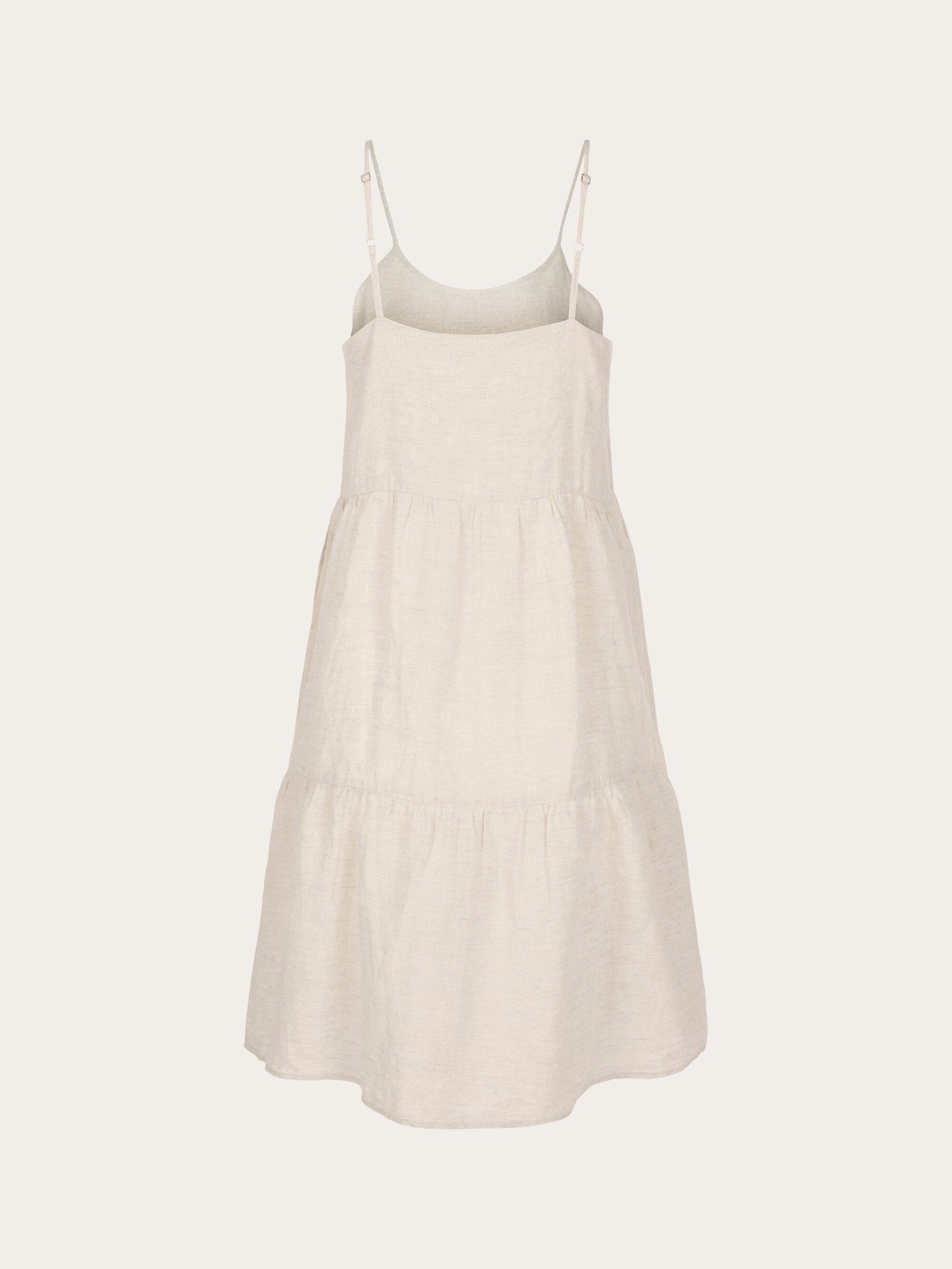 Robe blanche en lin bio - natural linen strap dress light feather gray