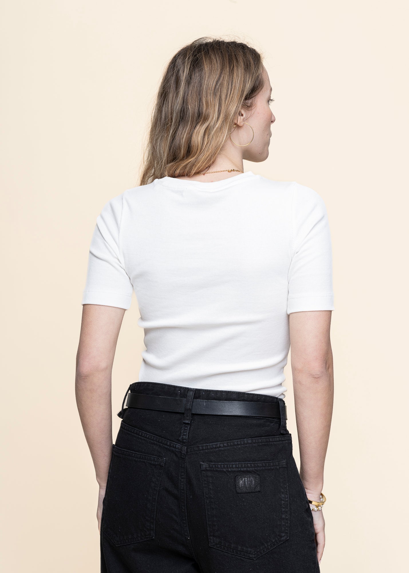T-shirt côtelé en coton bio | écru "rib t-shirt star white"