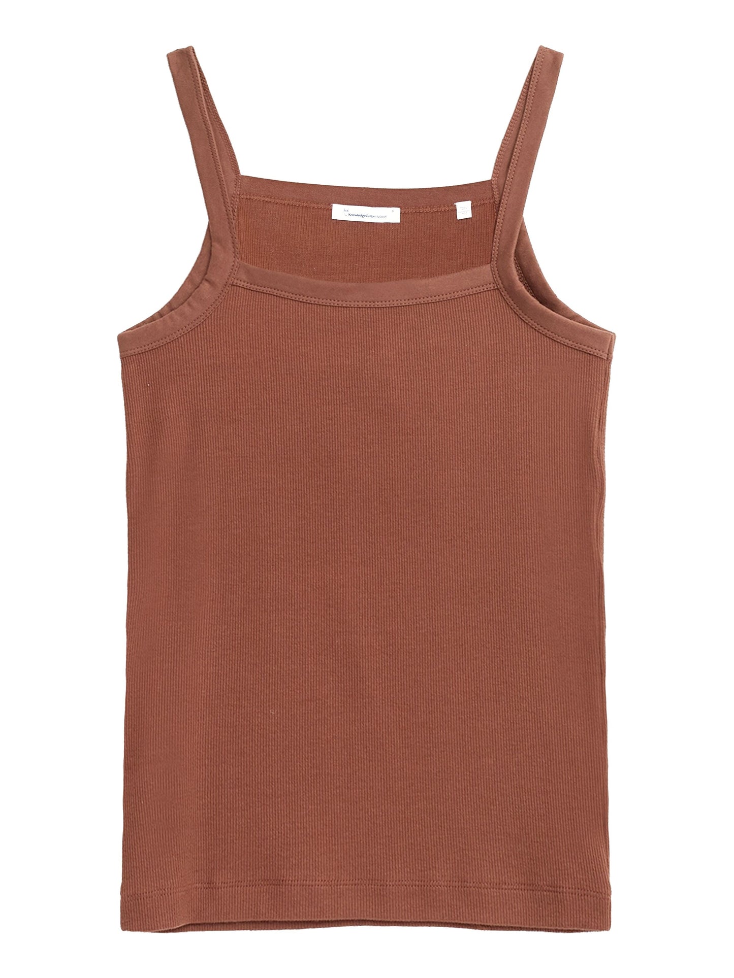 Débardeur côtelé en coton bio | marron "rib strap top tiramisu"
