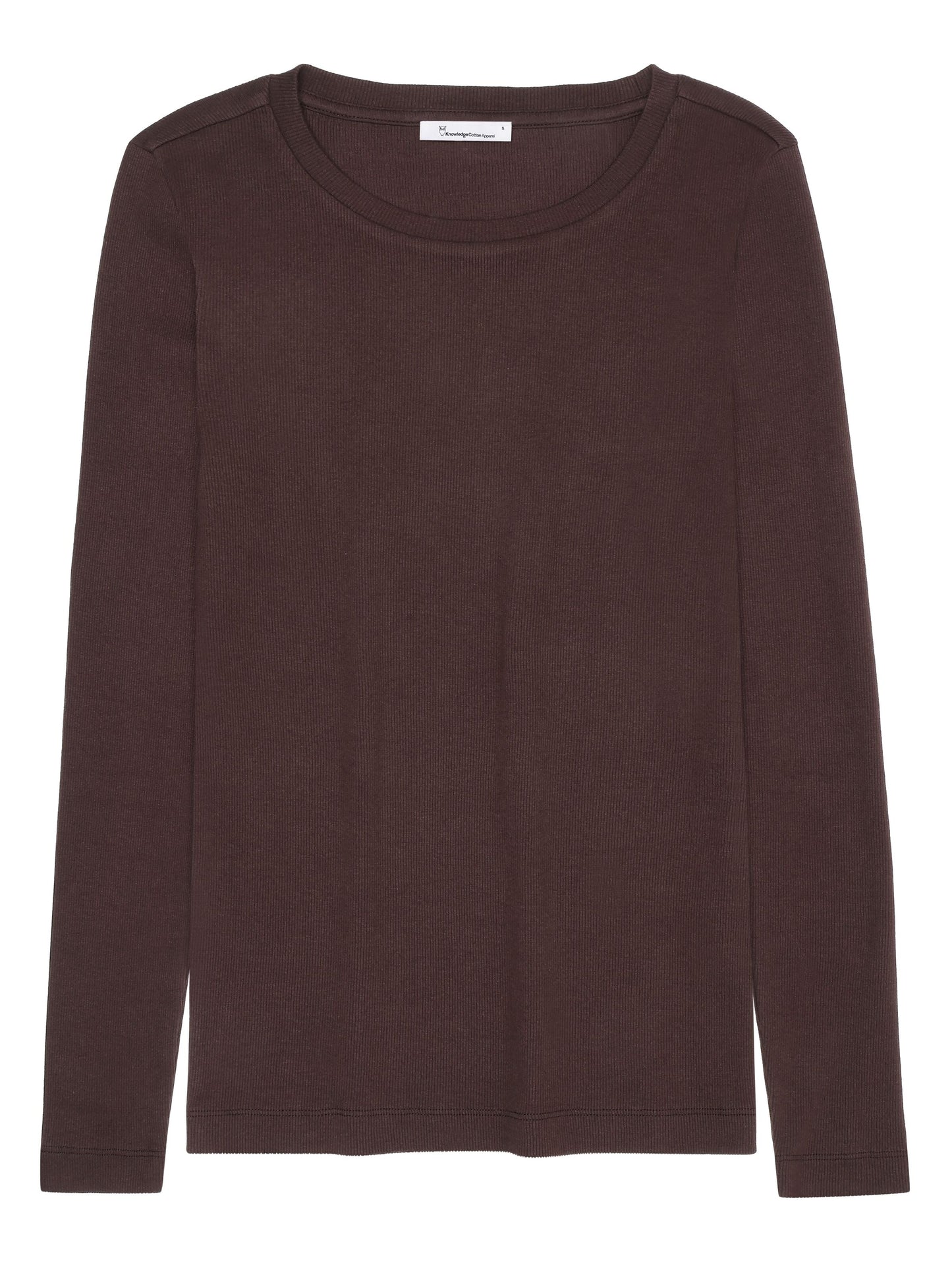 T-shirt manches longues en coton bio | marron "rib scoop neck long sleeved chocolate plum"