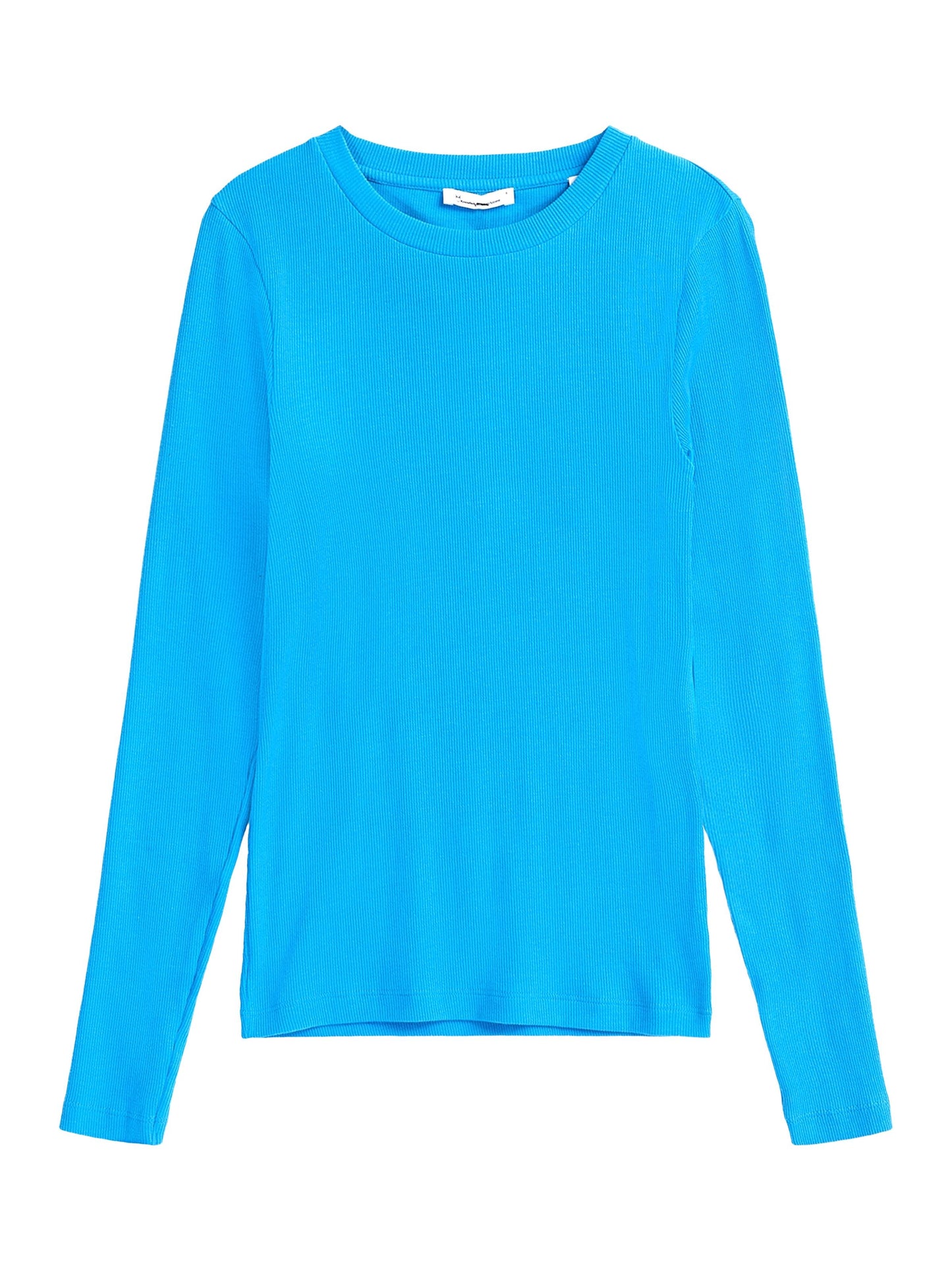 T-shirt manches longues en coton bio | bleu "rib scoop neck long sleeved malibu blue"