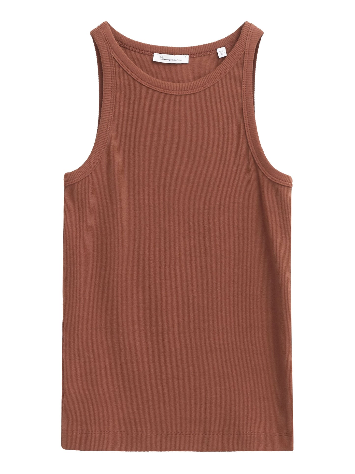 Débardeur côtelé en coton bio | marron "racer rib top tiramisu"