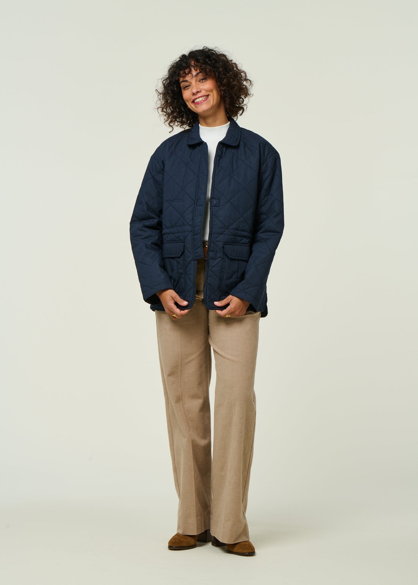 Veste matelassée en coton bio et matière recyclée | marine "padded overshirt - night sky'