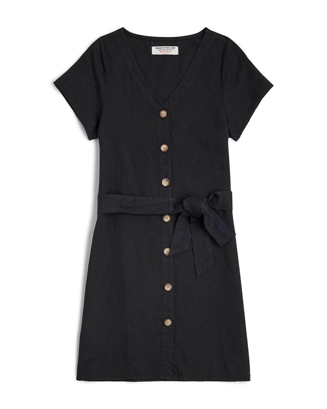 Robe noire en coton bio et lin - ella dress - jet black