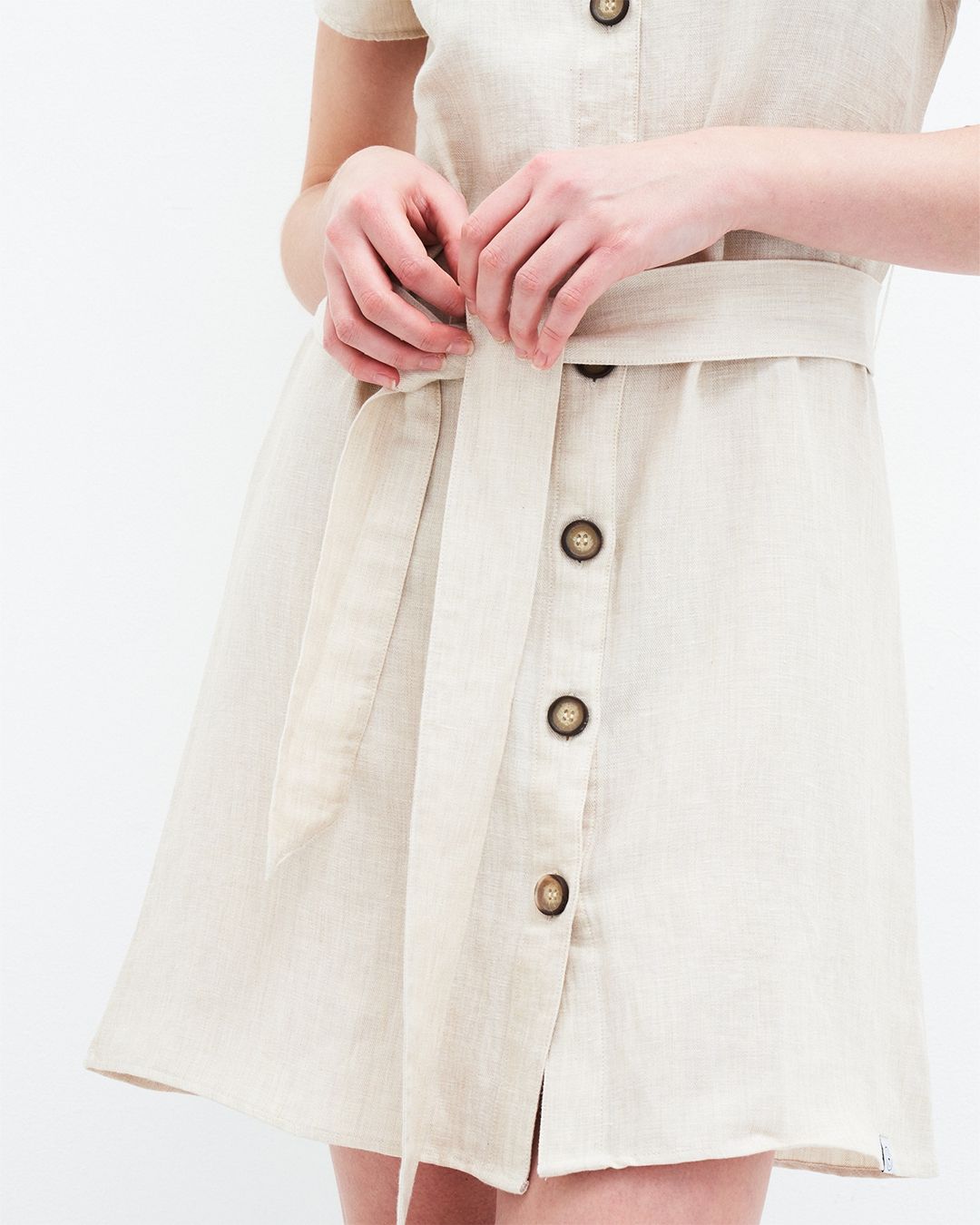 robe beige en coton bio et lin - ella dress - light sand melange