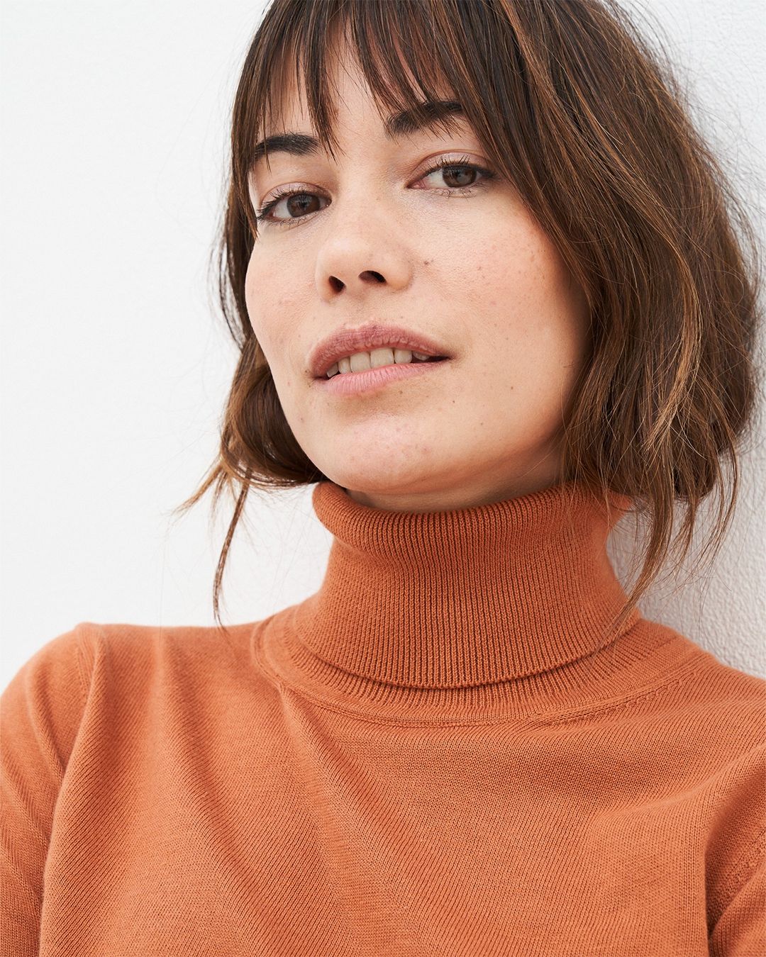 Pull col roulé en coton bio | orange "rachel turtleneck - warm rust"