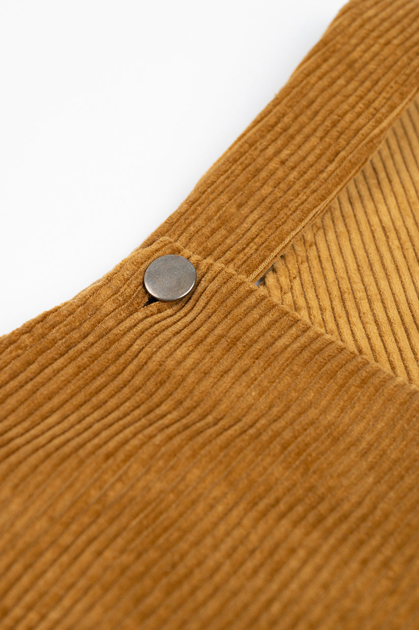 Robe salopette velours en coton bio | camel "dungaree dress toffee cord"