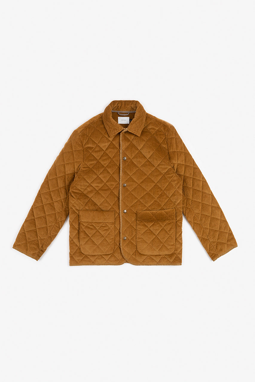 Manteau matelassé velours en coton bio | camel "quilt jacket toffee cord"