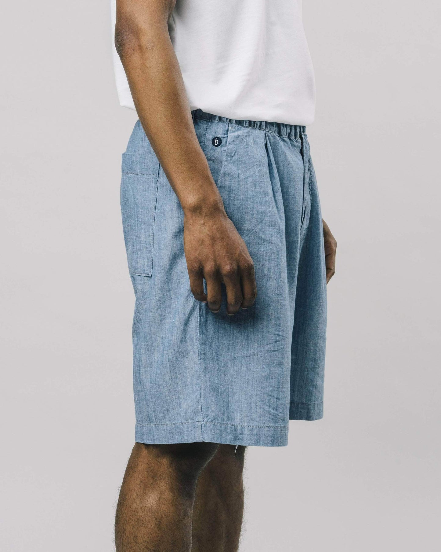 Short large bleu denim en coton bio