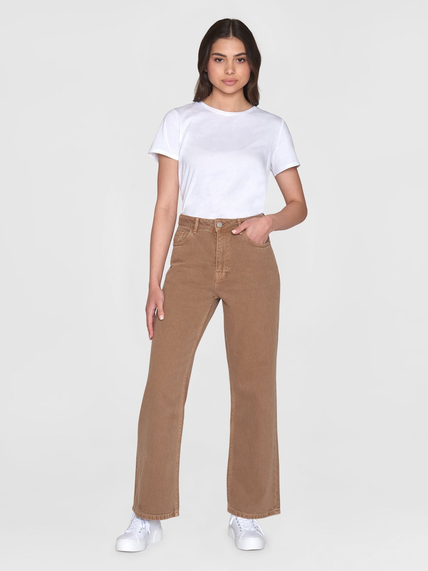 Jean droit en coton bio | Marron "gale straight mid-rise twill 5-pocket tiramisu"