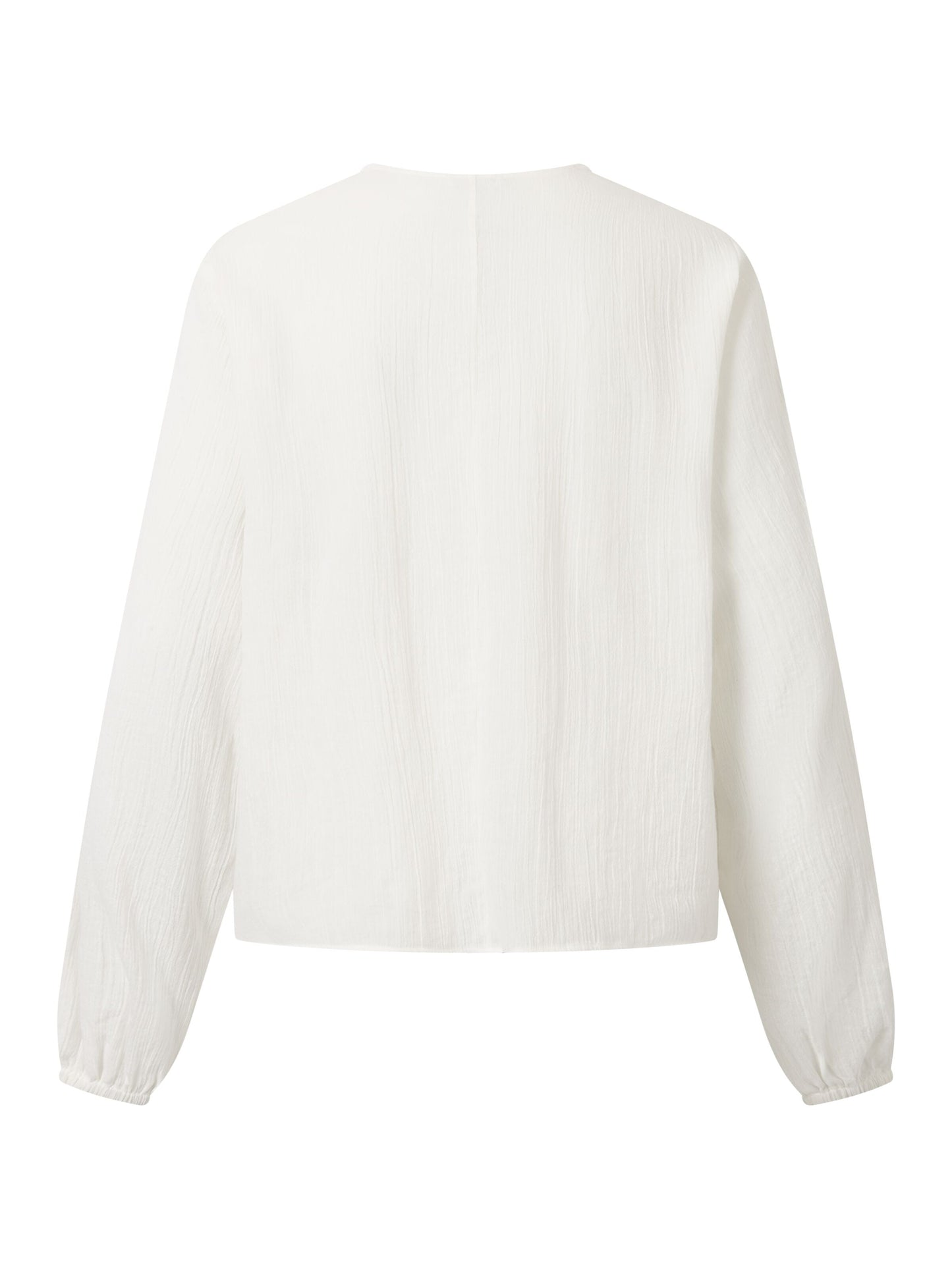 Blouse blanche en crêpe de coton bio - a-shape volume sleeved shirt snow white