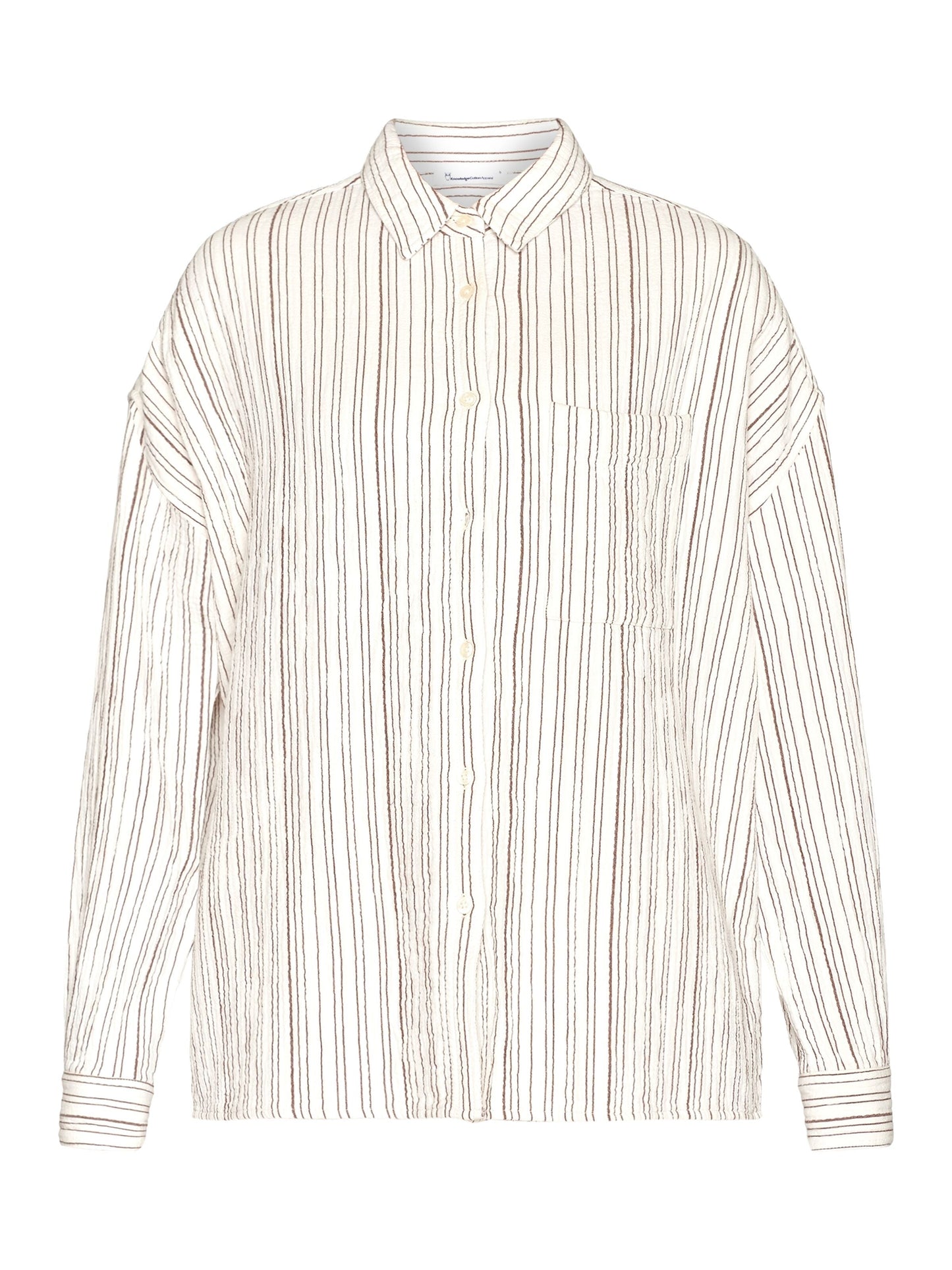 Chemise en coton bio | Rayé marron "wrinkle stripe loose a-shape brown stripe"