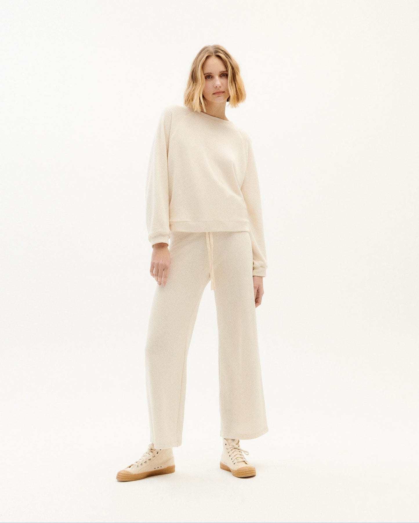 Pull écru texturé en mélange de matières - ivory trash fontana sweat