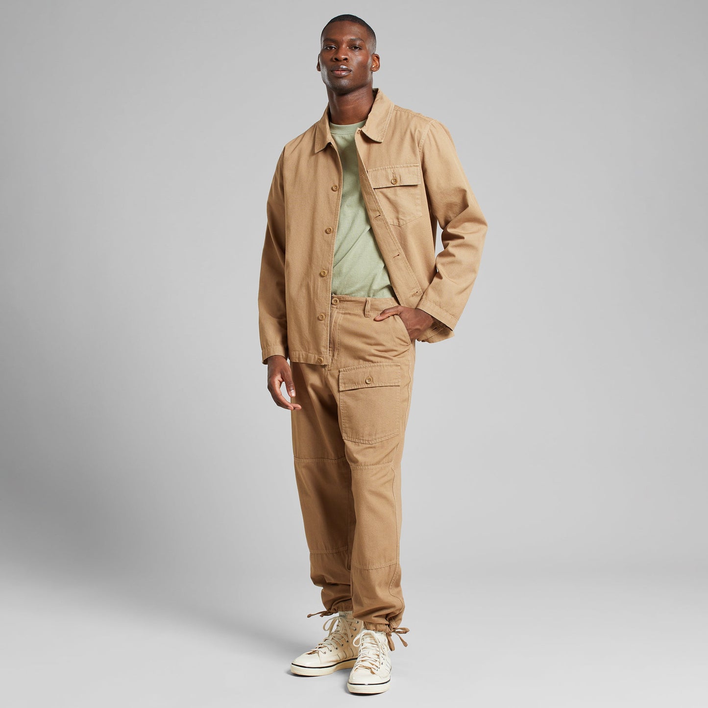 Pantalon cargo en coton bio | Beige "cargo pants dokkas canvas kelp beige"