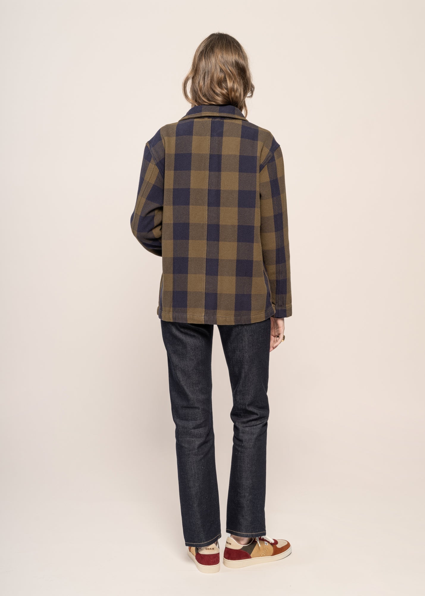 Surchemise à carreaux en coton bio | marron et bleu "classic check overshirt beige check"