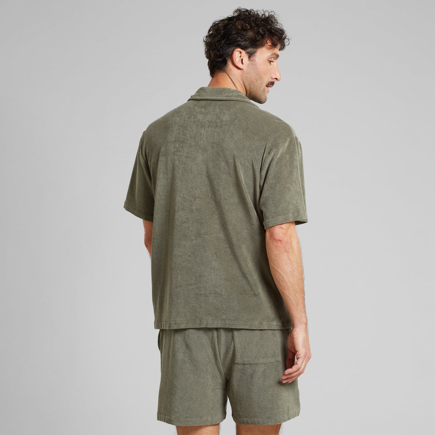 Chemisette en éponge de coton bio | kaki "terry shirt marstrand vertiver green"