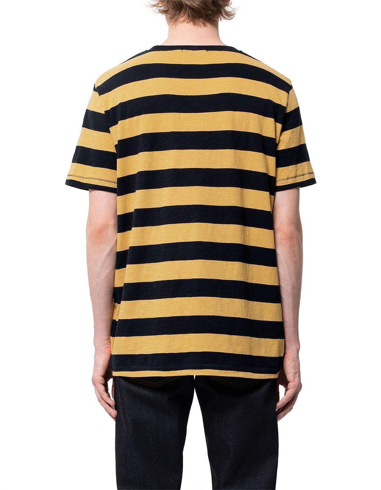 T-shirt rayé jaune et noir en coton bio - roy stripe slub