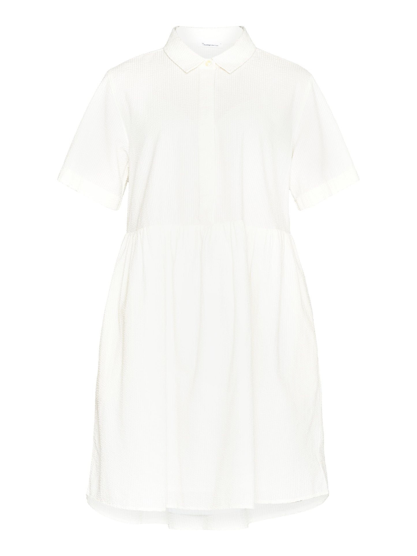 Robe chemise en seersucker en coton bio | Blanc "seersucker short shirt dress egret"