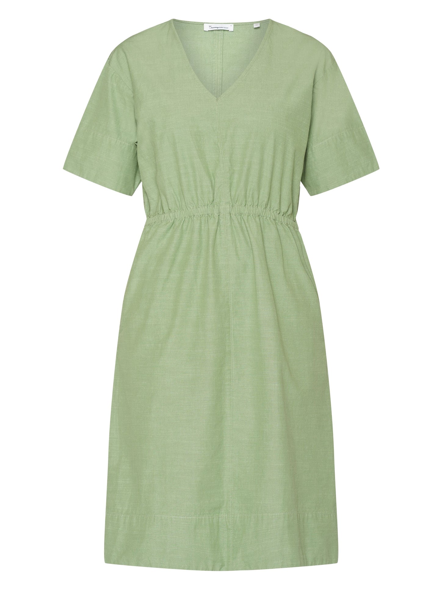 Robe midi en coton bio | Vert "slub yarn short sleeve midi dress shale green"