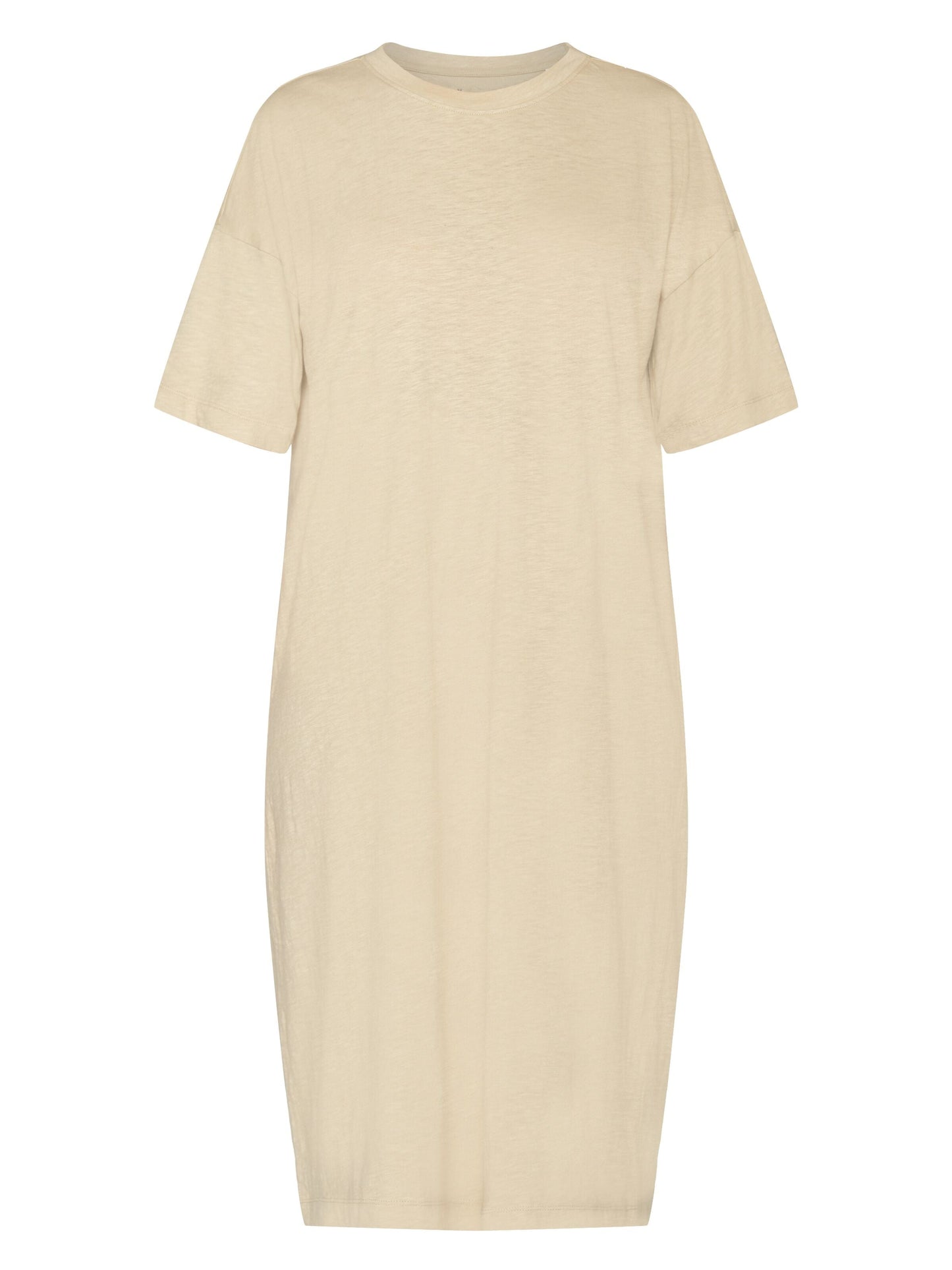 Robe midi en coton bio | Beige "loose fit midi boat neck jersey dress light feather gray"