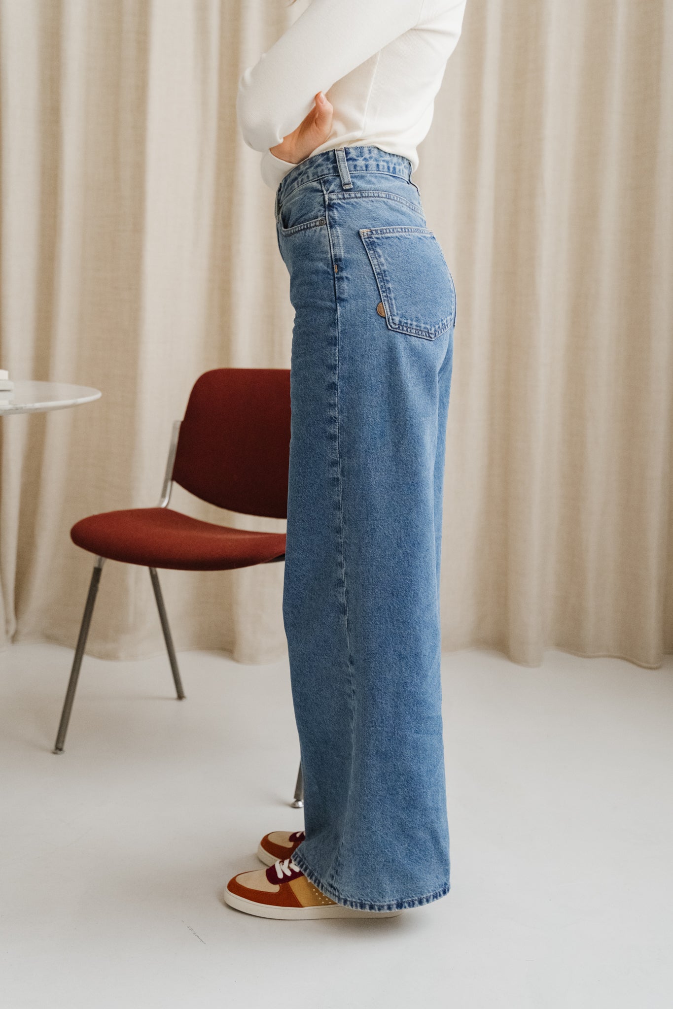 Jean évasé coton bio et recyclé | bleu "sara high loose - stone vintage"