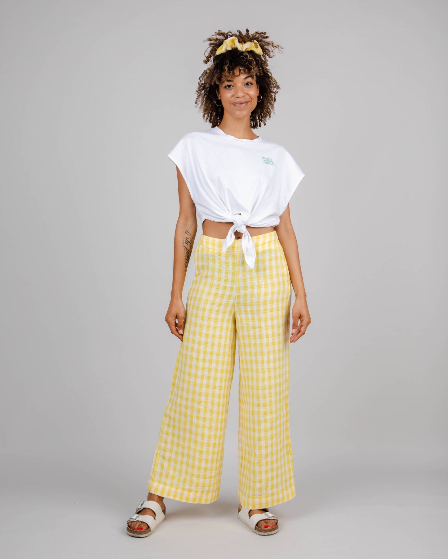 T-shirt blanc noué en coton bio - guapa knotted tee white