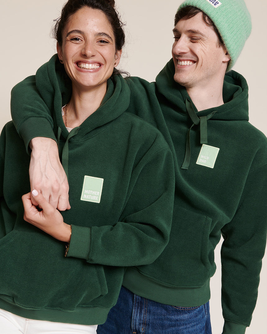Sweat à capuche polaire en matière recyclée | Vert "mother nature vert nuit"