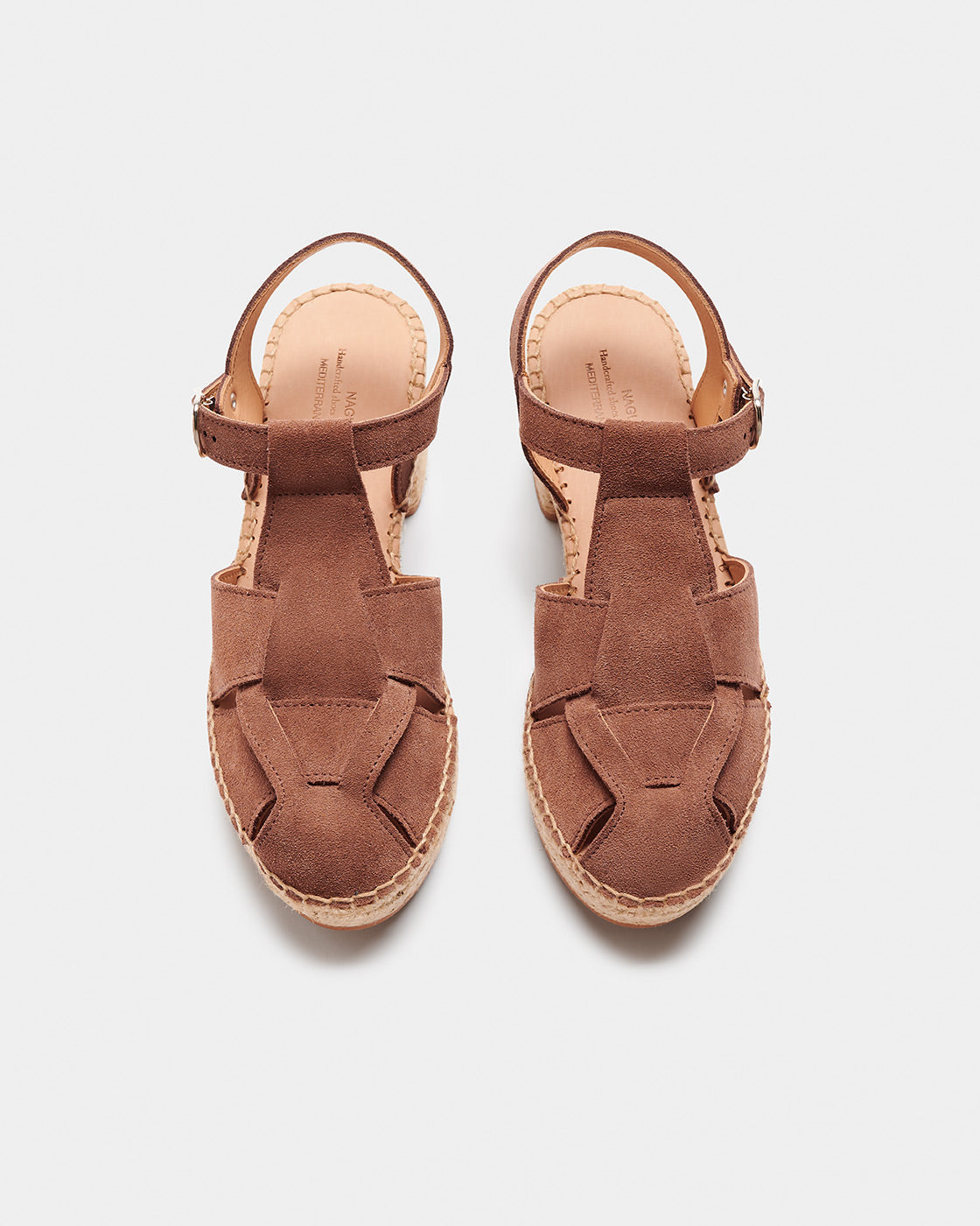 Espadrilles à talons en cuir certifié | marron "olile tostado - brown"