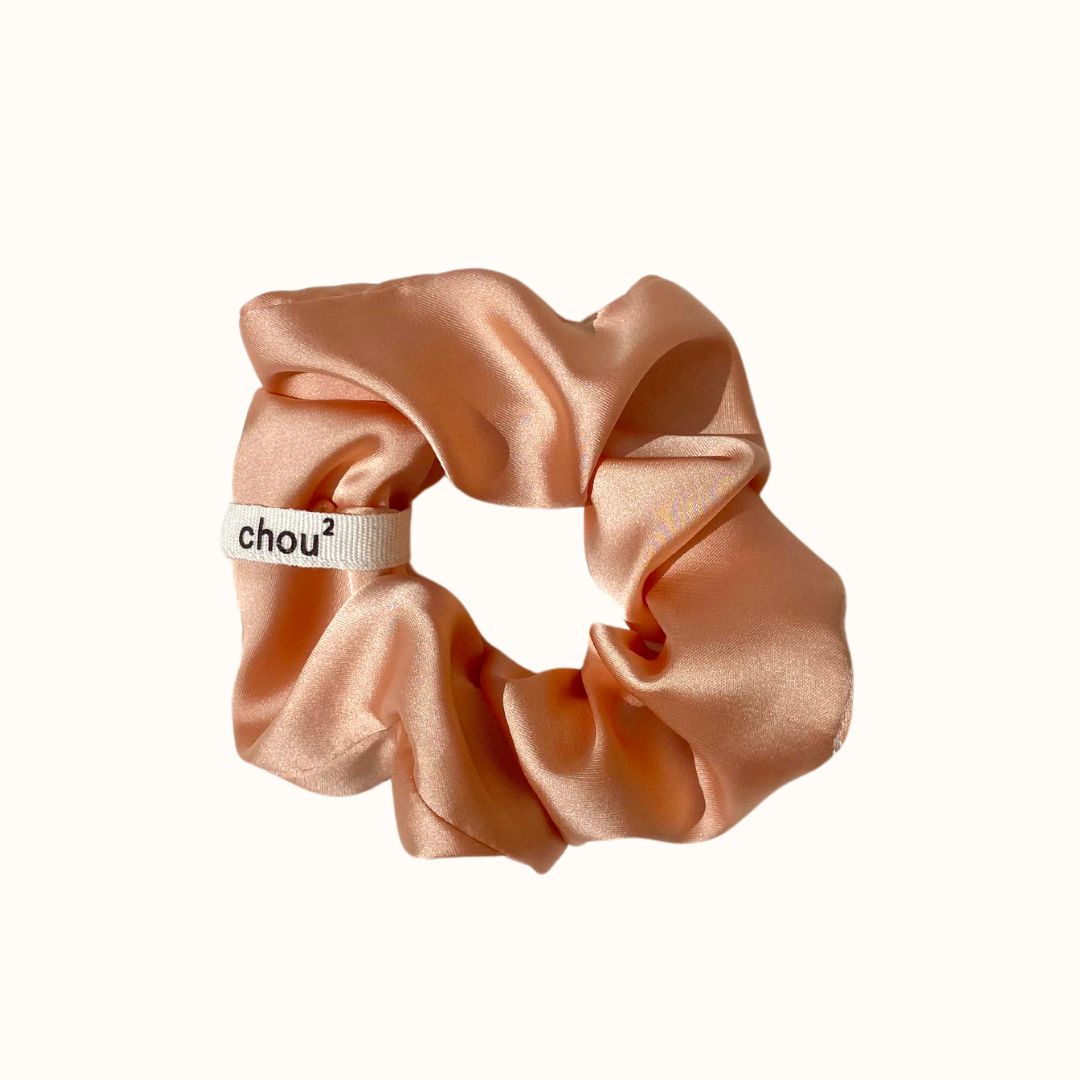 Chouchou en matière upcyclée | orange "satin pêche"