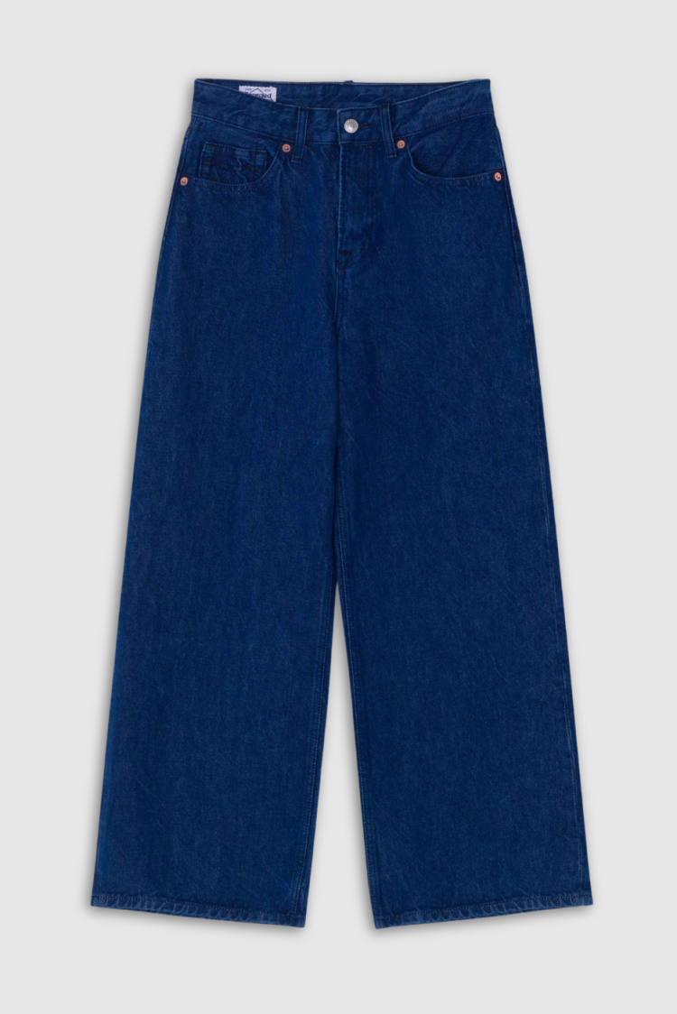 Jean ample en coton bio et recyclé | Bleu indigo "elisabeth cropped stanley space blue rinse"