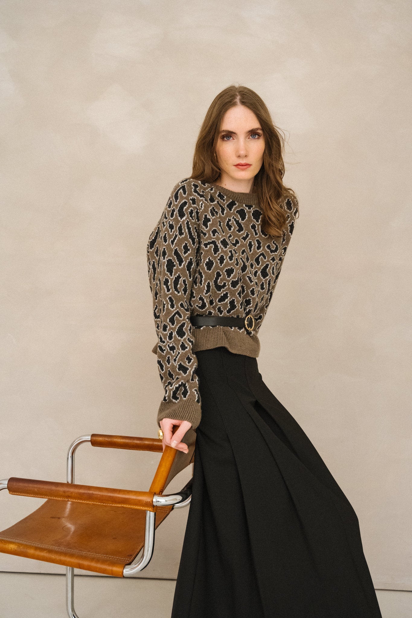 Jupe évasée en laine certifiée | noir "black bahia skirt - black"