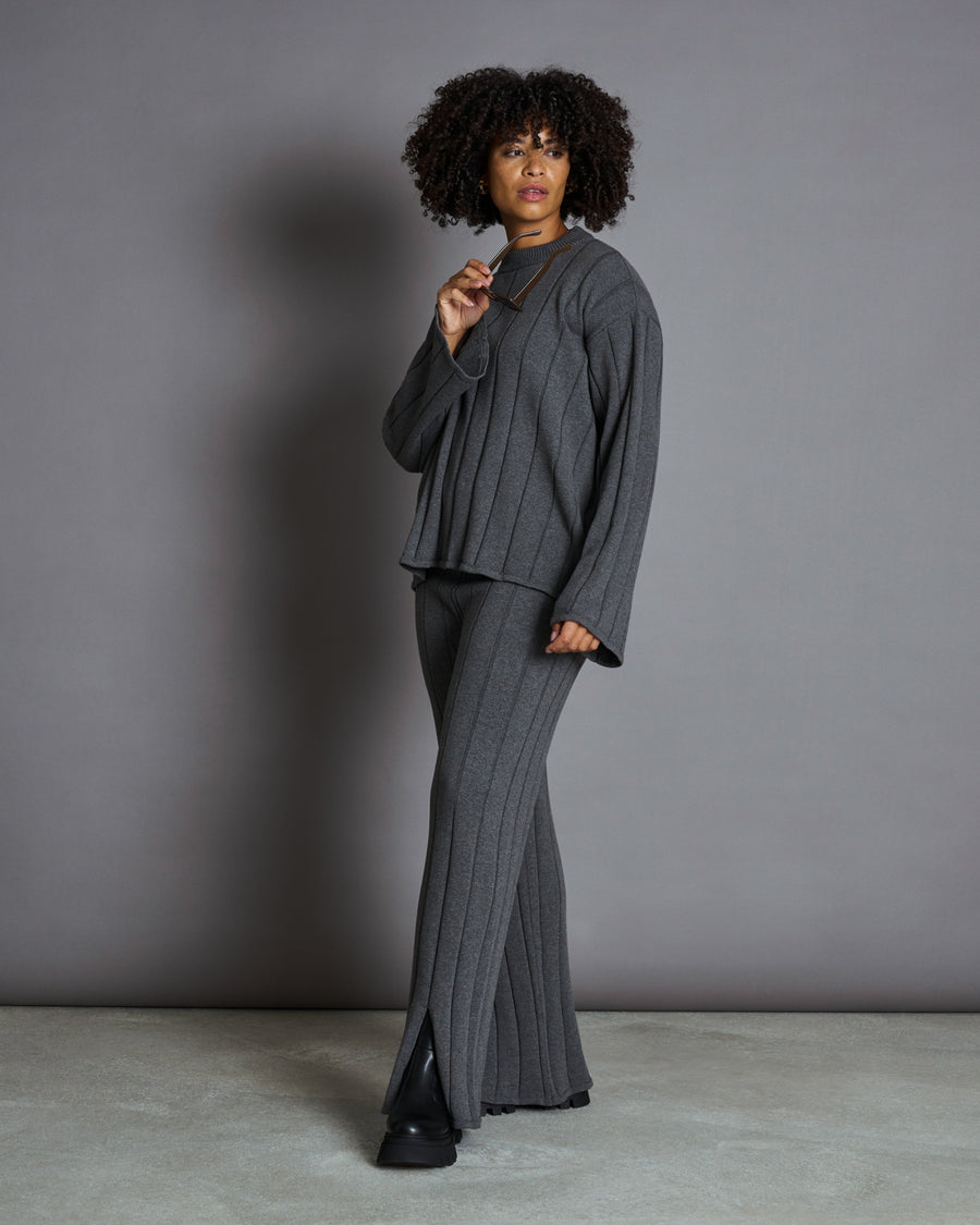 Pull ample en maille de coton bio | Gris foncé "tica dark grey"