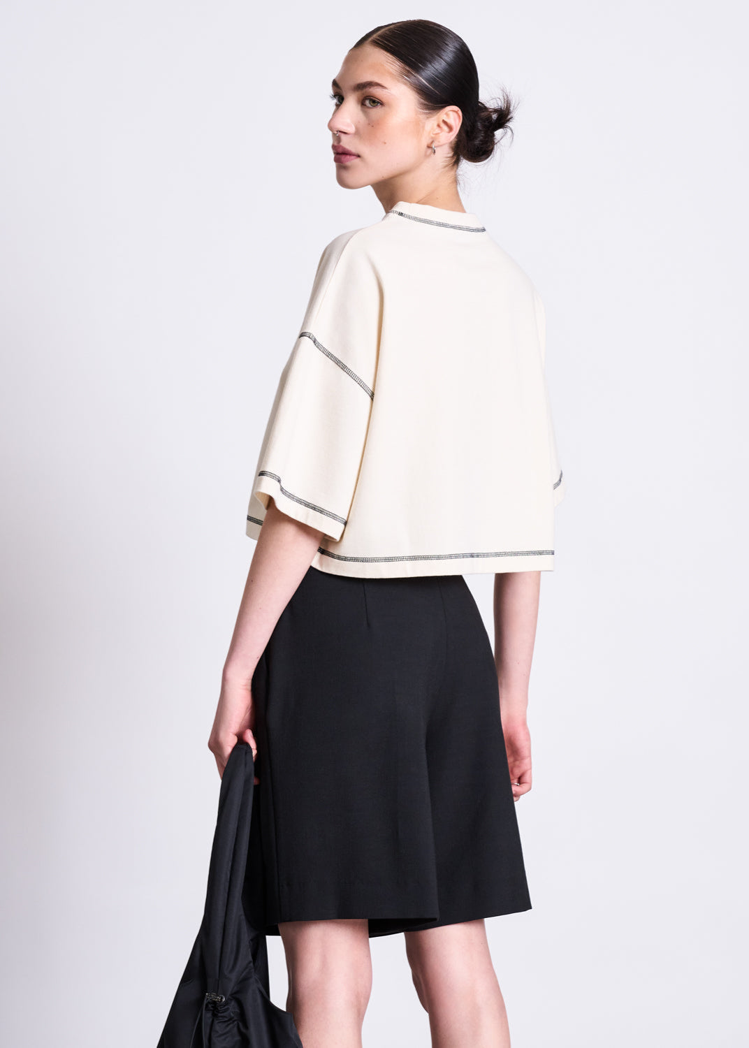 T-shirt oversize en coton biologique | beige "blomst - ecru"