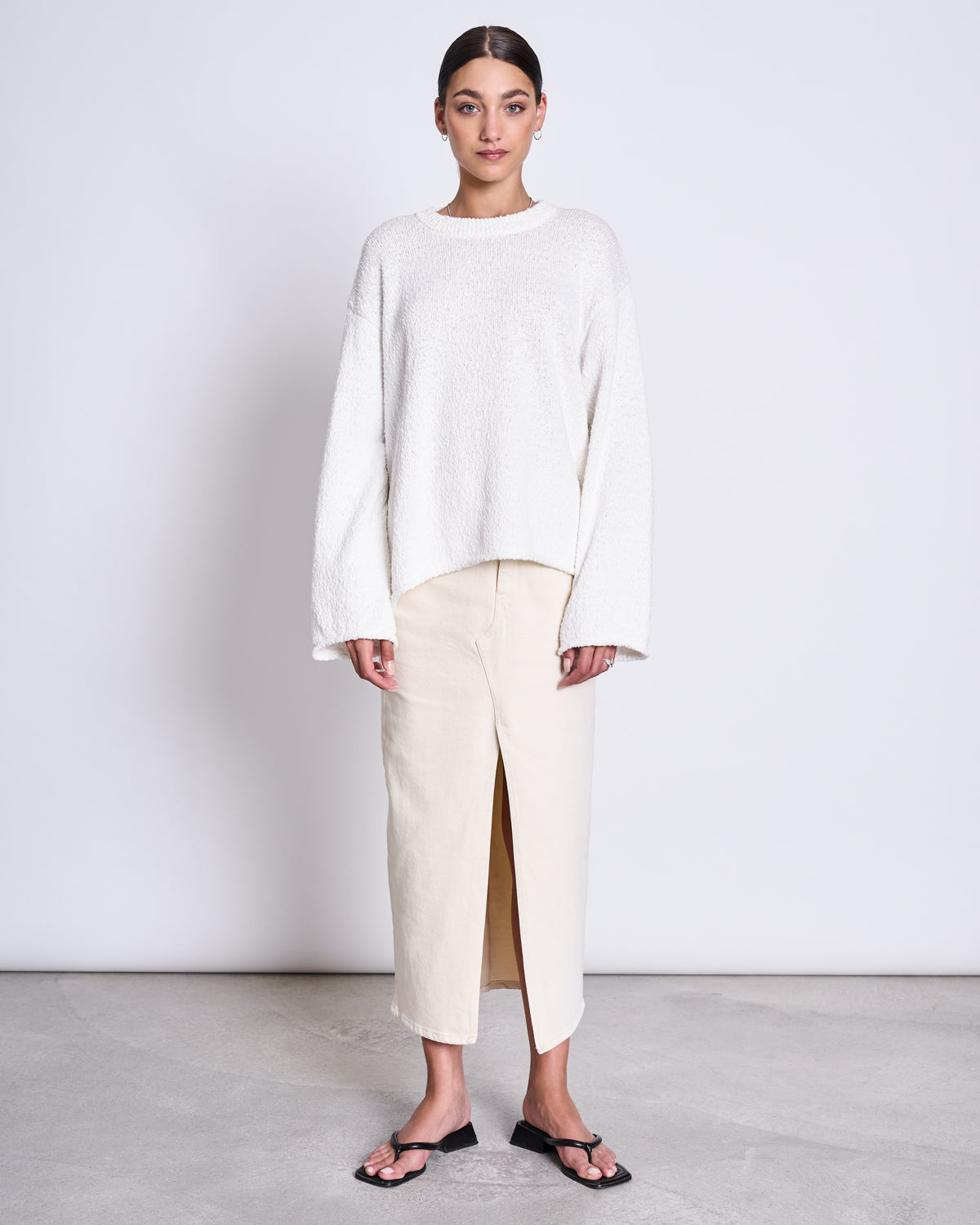Jupe longue en denim de coton bio | écru "luce ecru"
