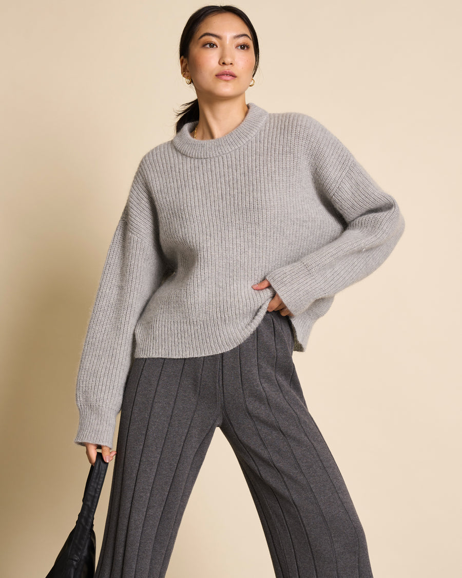 Pantalon ample en maille de coton bio | Gris foncé "suzy dark grey"